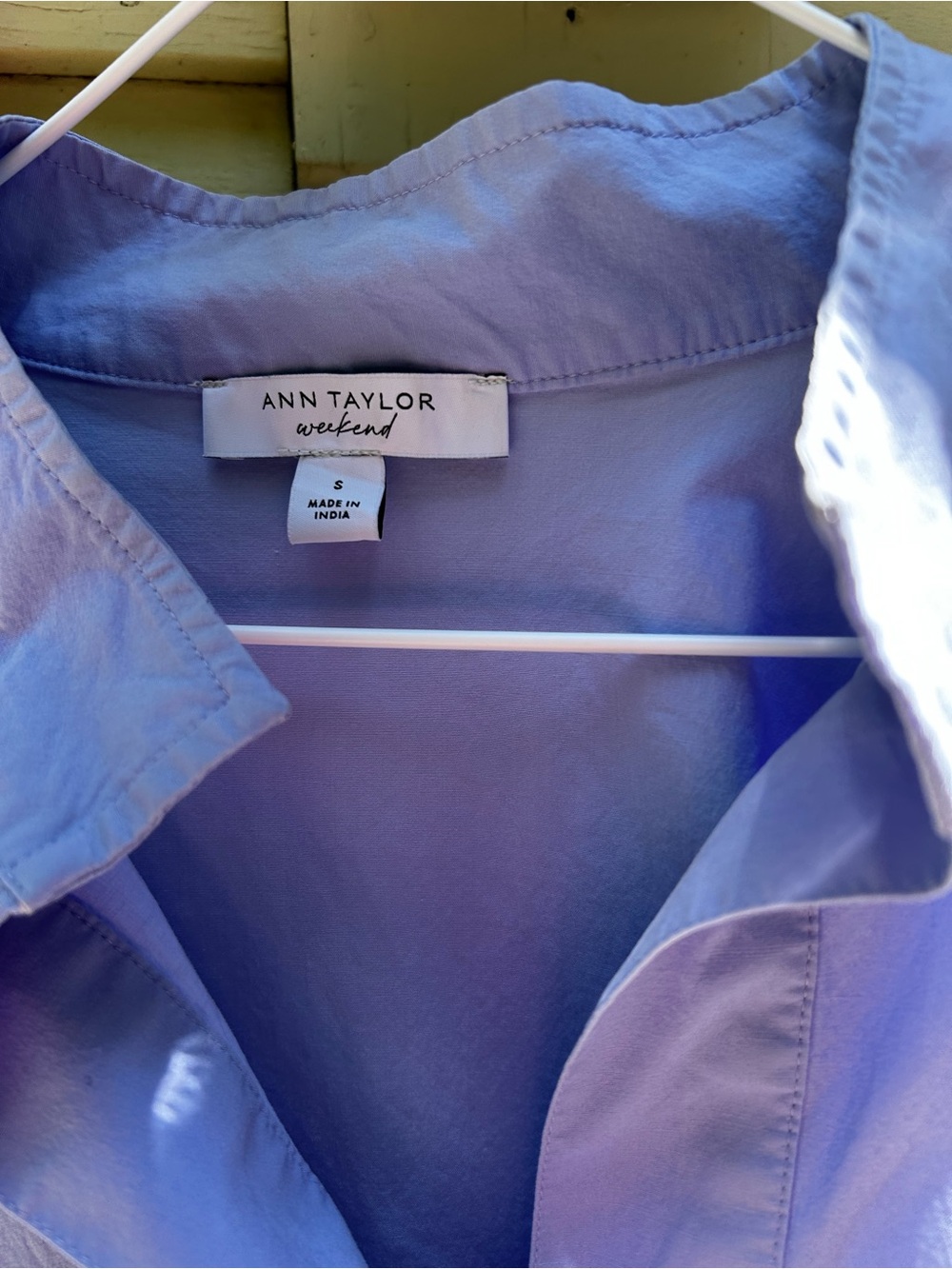 Ann Taylor Weekend Periwinkle Blue Button-Down Shirt | small